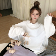 批发棉鱼鳞春秋季韩版2026新款宽松中长款学生可爱小熊长袖