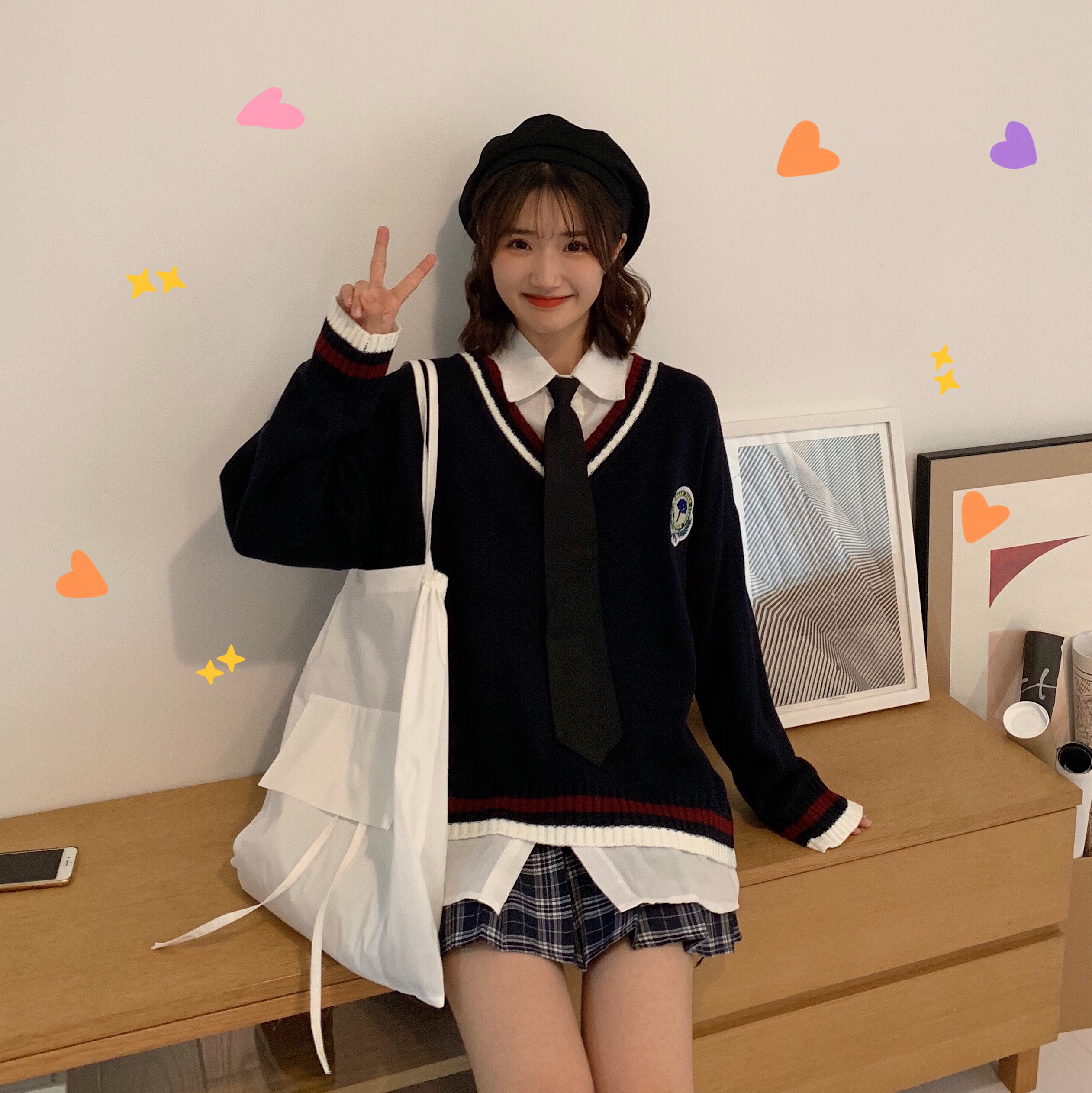 日系毛衣2021秋冬新款宽松慵懒风v领长袖外穿针织衫韩版外套女