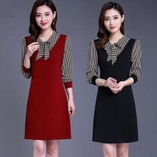 批发350#2025春秋新款中老年长袖<b class='q'>连衣裙</b>时尚<b class='q'>妈妈</b>装<b class='q'>中</b>长款打底裙<b class='q'>女</b>