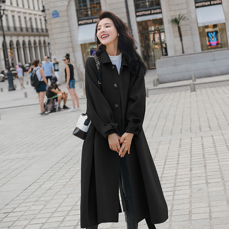 Woolen coat women's autumn and winter clothes  new popular Korean version thickened medium and long college style student woolen coat