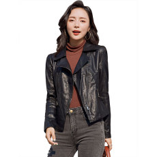 批发皮衣外套女短款2026<b class='q'>春</b>秋季款百搭大码修身显瘦西装领pu皮夹克上衣