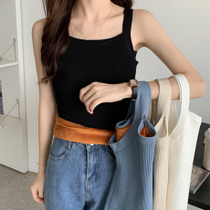 批发实拍实价 双层加绒针织吊带背心女内搭无袖弹力打底衫保暖上衣