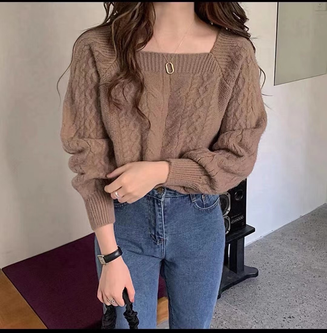 减龄麻花毛衣女2020新款秋季韩版网红套头百搭上衣-玟雅时装6282##35