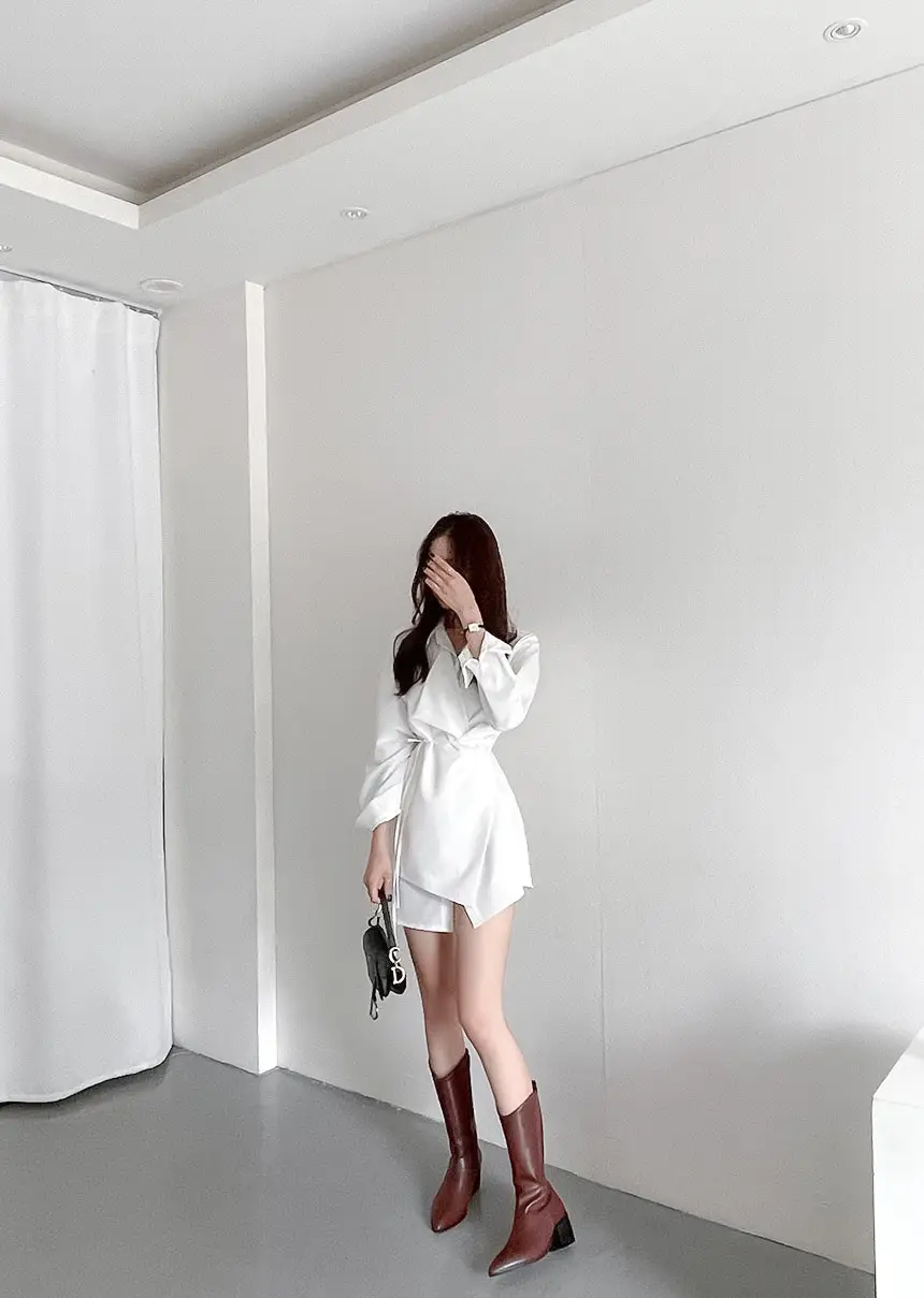 한국식 정장 스타일 뱅드 디테일 셔츠 원피스 상세 이미지 11