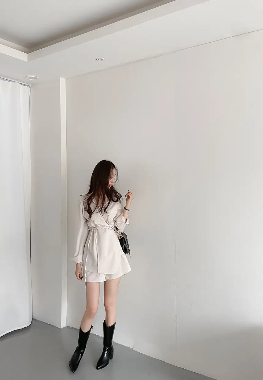 한국식 정장 스타일 뱅드 디테일 셔츠 원피스 상세 이미지 18