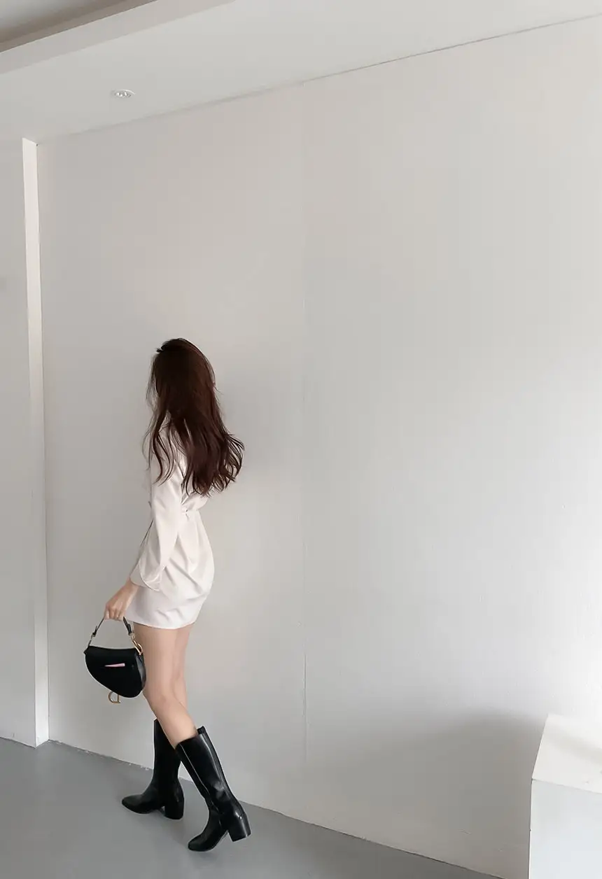 한국식 정장 스타일 뱅드 디테일 셔츠 원피스 상세 이미지 21