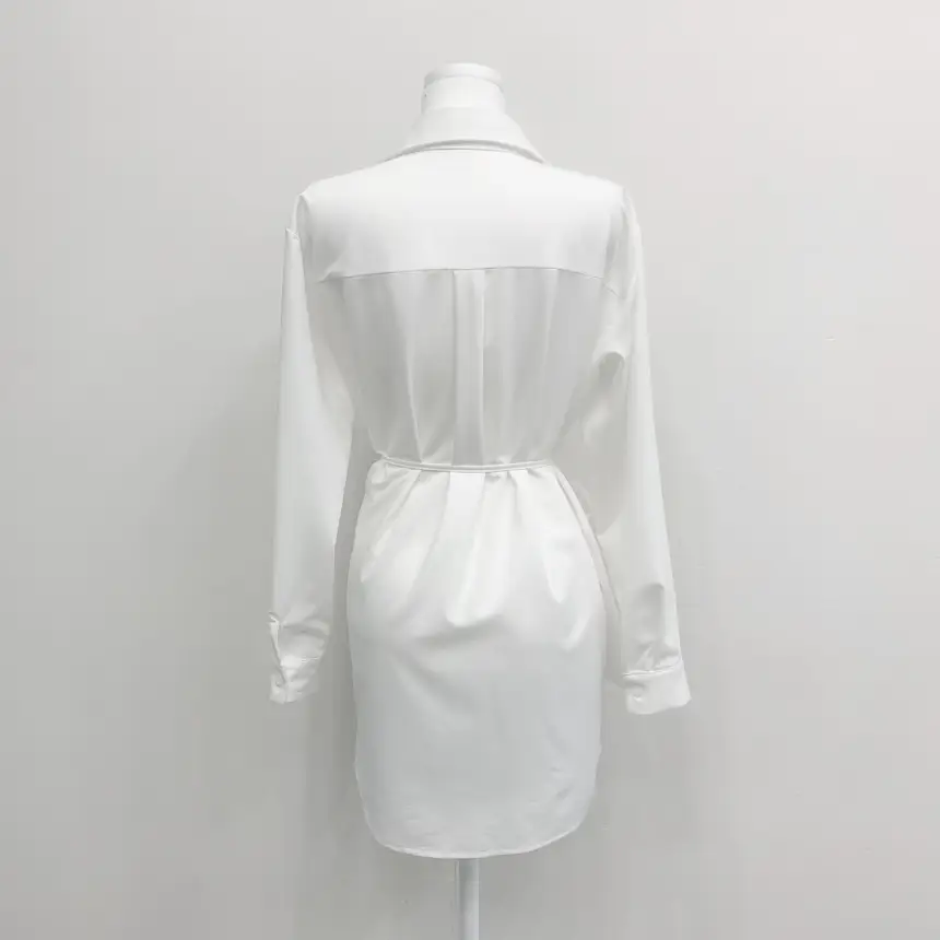 한국식 정장 스타일 뱅드 디테일 셔츠 원피스 상세 이미지 31