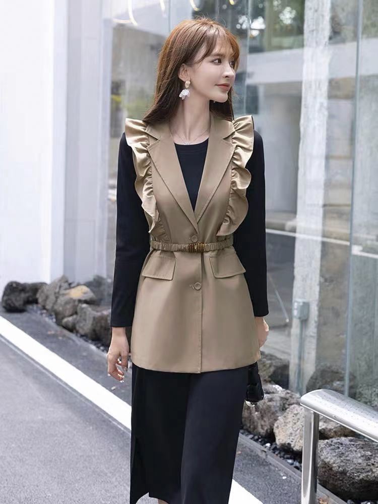 小香风西装马甲连衣裙两件套女2021秋新款气质职业早秋时尚套装裙