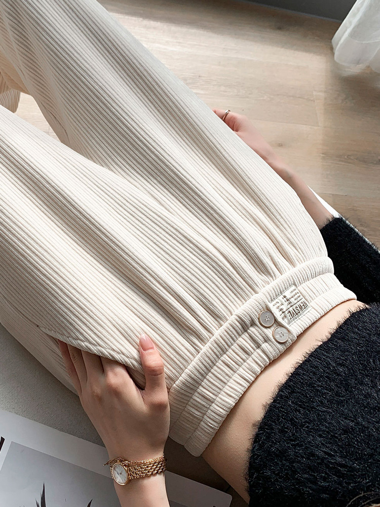 Corduroy high waisted wide for women in autumn winter, loose straight leg casual pants with a slimming effect, and_voghion.com