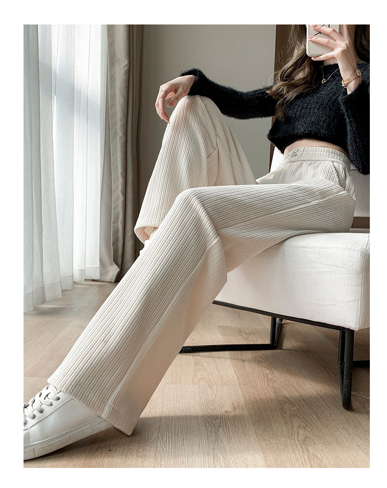 Corduroy high waisted wide for women in autumn winter, loose straight leg casual pants with a slimming effect, and_voghion.com