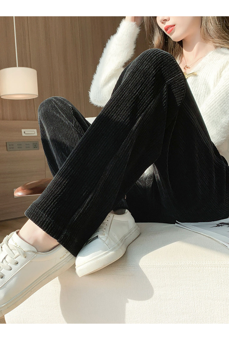 Corduroy high waisted wide for women in autumn winter, loose straight leg casual pants with a slimming effect, and_voghion.com