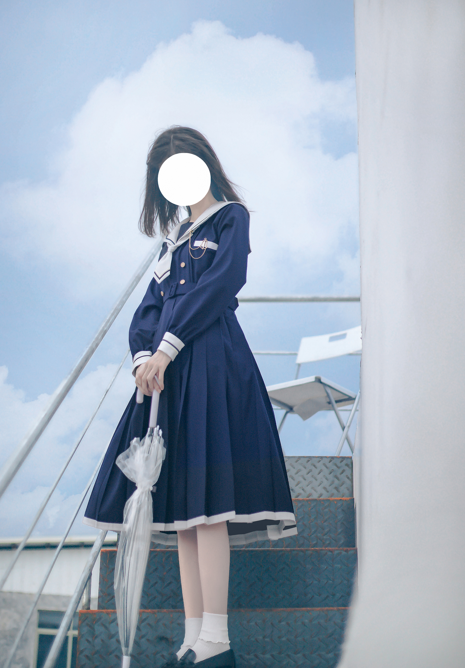 胡桃木jk 银帆sp8月14日晚8点 绀色&银灰色双色水手服连衣裙