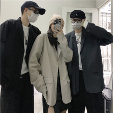 批发实拍控66慵懒西装感高级感炸街外套灰色男女休闲潮流雅痞情侣西服