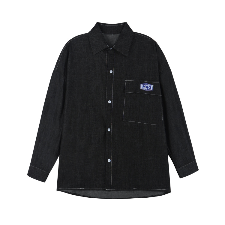 复古衬衫男女韩版秋季牛仔外套港风休闲长袖痞帅工装衬衣