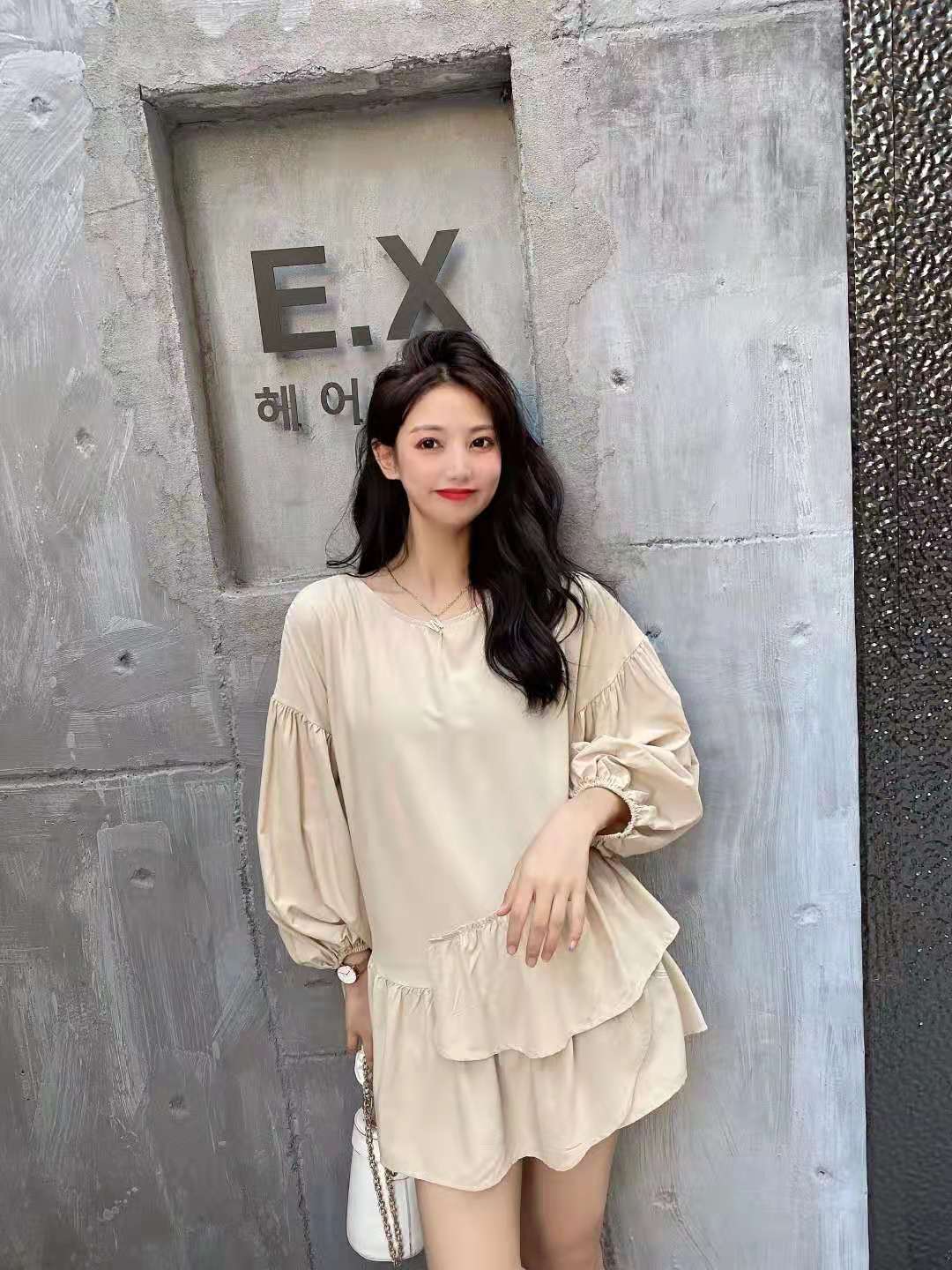 韩版新款宽松时尚大码女装圆领长袖连衣裙_ishow—爱秀55-1151 - 货