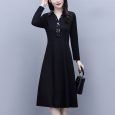 批发秋季中年妈妈大码女装<b class='q'>胖</b>mm<b class='q'>简约</b>气质洋气修身遮肚显瘦打底连衣裙