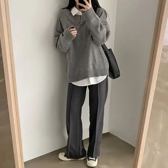 레트로 루즈핏 V넥 니트 상세 이미지 4
