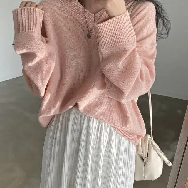 레트로 루즈핏 V넥 니트 상세 이미지 21