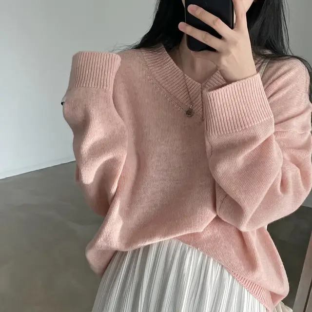 레트로 루즈핏 V넥 니트 상세 이미지 23