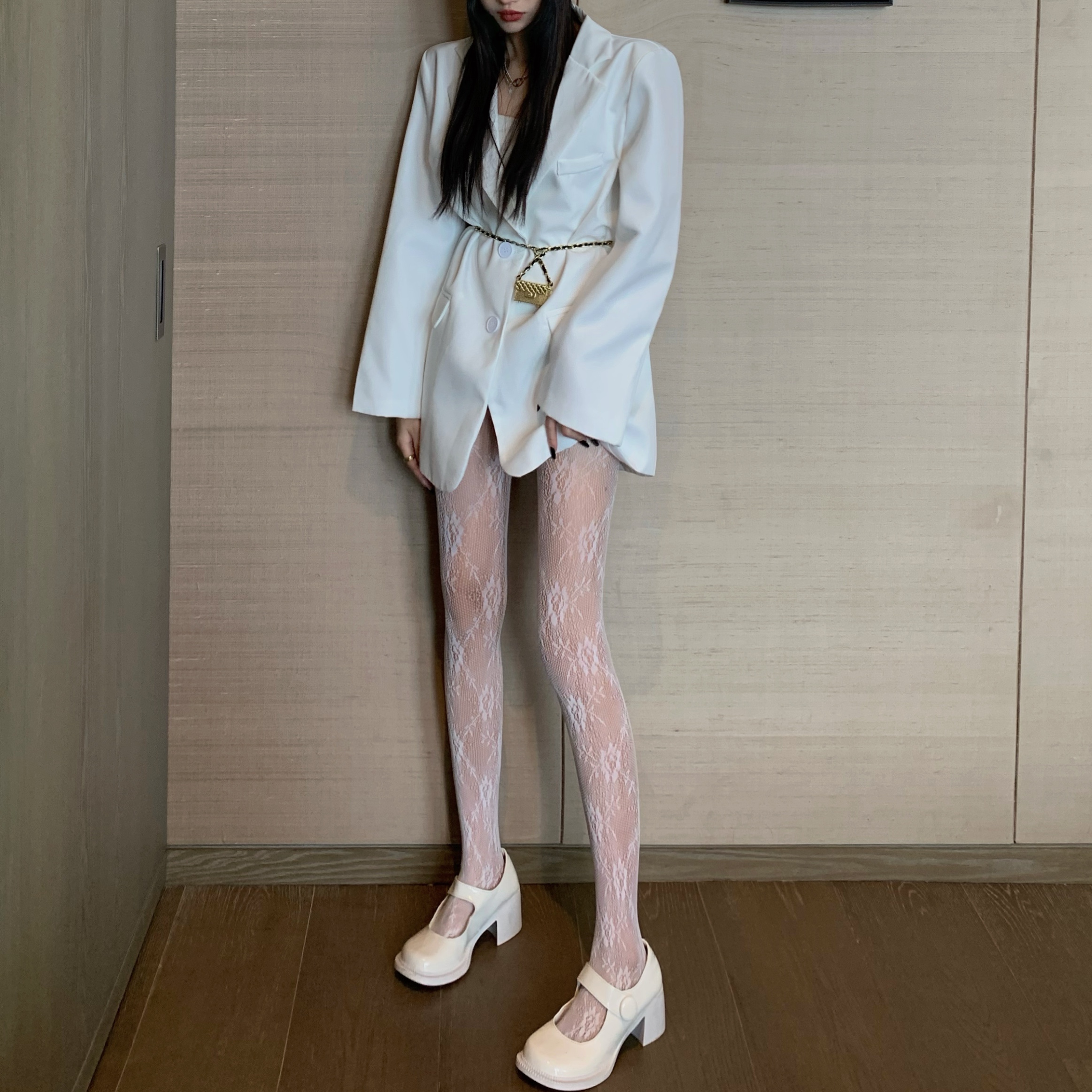 不减价玫瑰黑色花朵日系防勾丝网袜蕾丝打底连体袜女_万万wwa6328