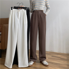 批发实拍阔腿裤女2026春装新款高腰垂坠感<b class='q'>西装</b>裤通勤正装直筒休闲长裤