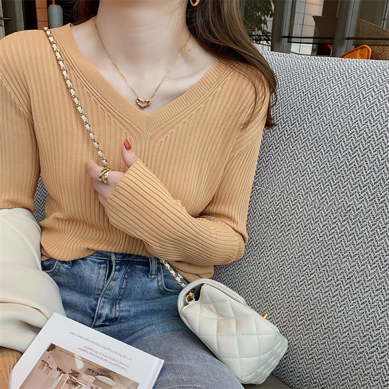 V-Neck Sweater NEW  autumn winter sweater thin long sleeve bottomed Shirt Top