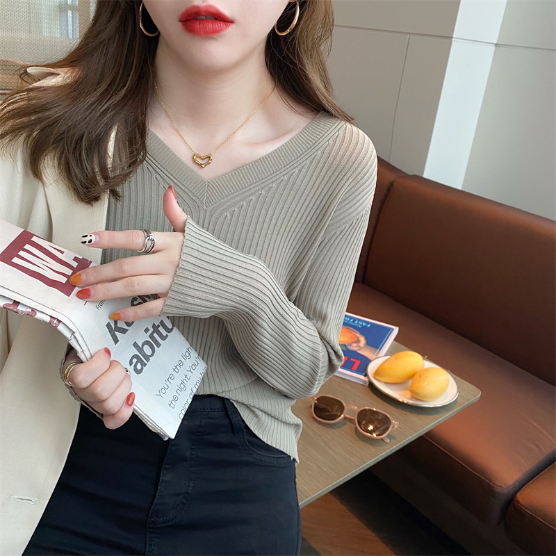 V-Neck Sweater NEW  autumn winter sweater thin long sleeve bottomed Shirt Top