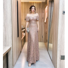批发实拍 亮片晚<b class='q'>礼服</b>裙新款气质派对长款主持演出<b class='q'>伴娘</b>敬酒服合唱<b class='q'>礼服</b>