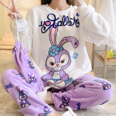 批发新旭#星黛兔子<b class='q'>冬</b>天法兰绒套装女睡衣可爱女生家居服毛绒