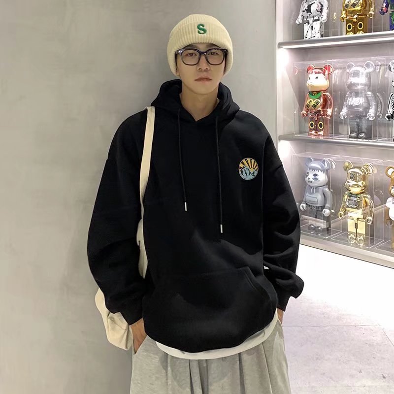 网图卫衣男连帽春秋款ins港风宽松高街套头秋季2021新款潮牌外套