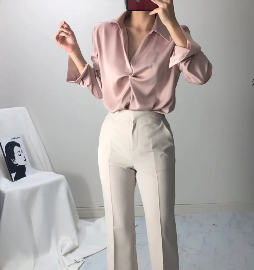 한국식 치크 뒤집어진 칼라 디자인 감각적인 티셔츠 상세 이미지 6
