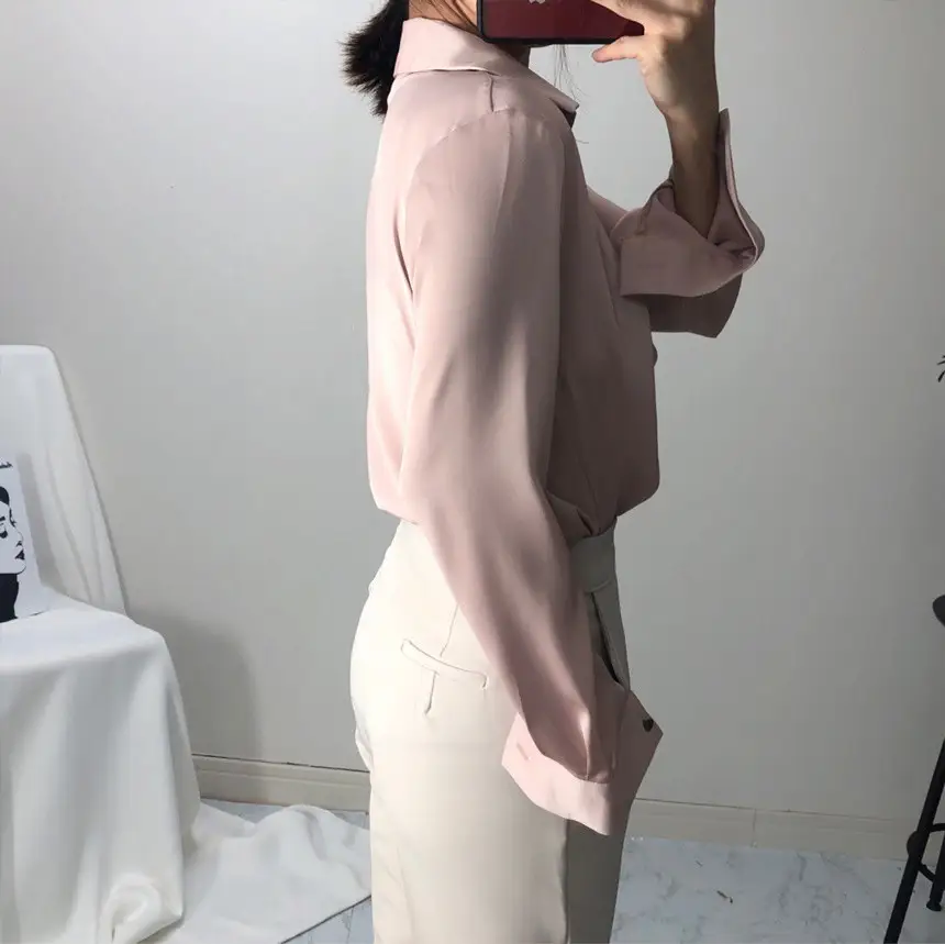 한국식 치크 뒤집어진 칼라 디자인 감각적인 티셔츠 상세 이미지 8