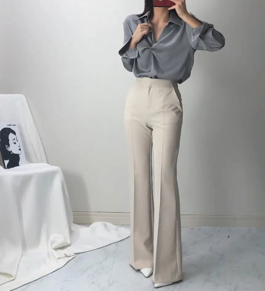 한국식 치크 뒤집어진 칼라 디자인 감각적인 티셔츠 상세 이미지 27