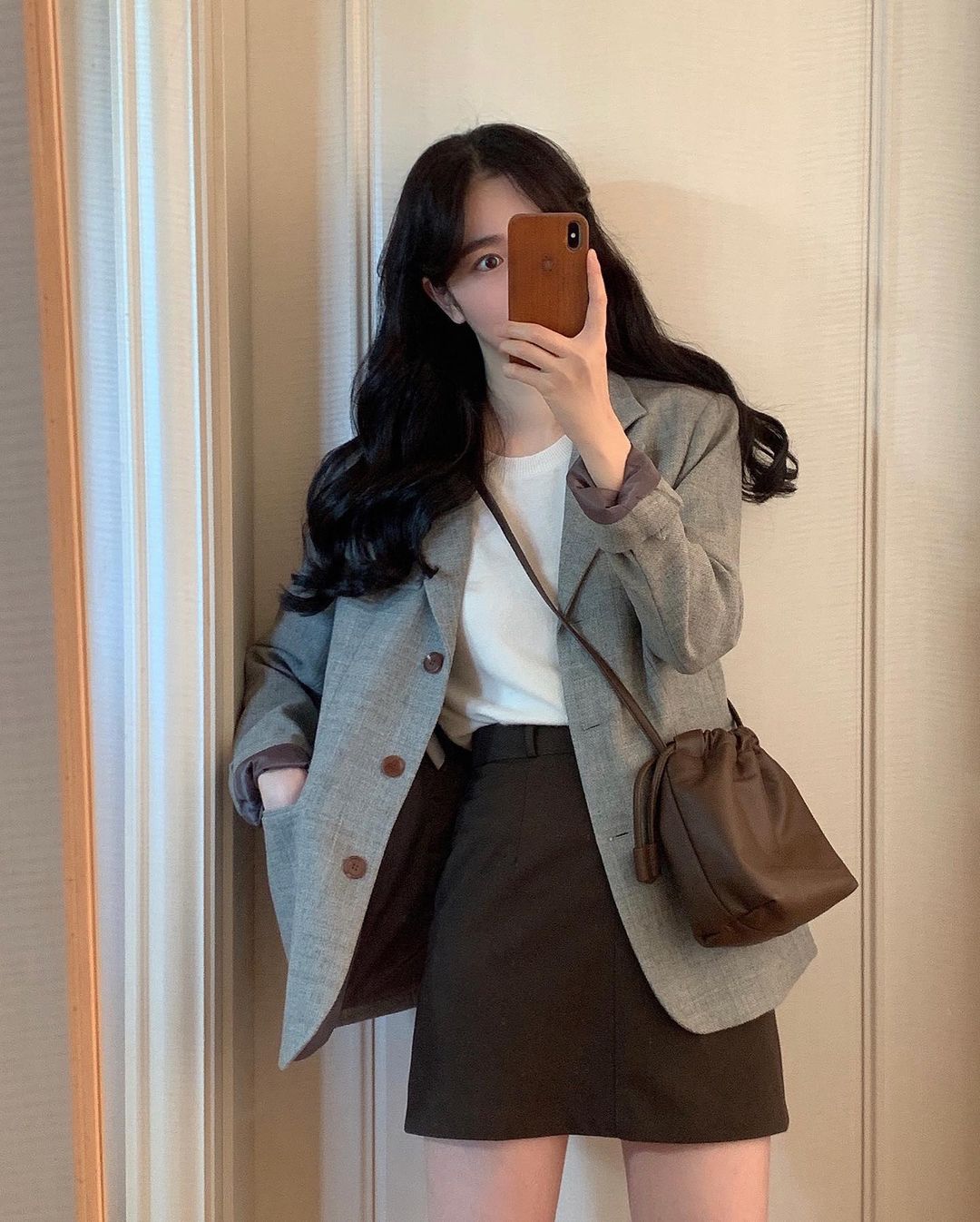 재고 있음 한국 ins 이른 가을 레트로 품격 싱글 줄 버튼 정장 비즈니스웨어 긴팔 정장