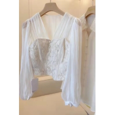 批发<b class='q'>品牌</b><b class='q'>折扣</b>专柜撤回女装外贸剪标清货夏名媛秋季雪纺宫廷风衬衫