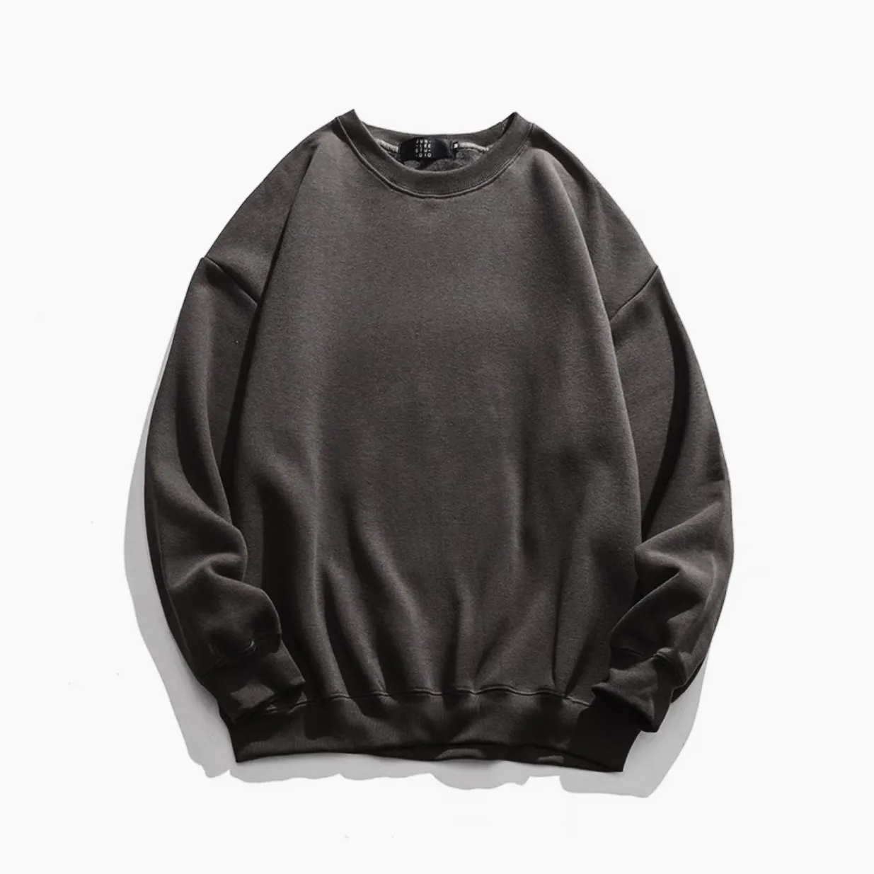 6535鱼鳞 秋季外套卫衣纯色圆领打底衫宽松休闲情侣长袖上衣