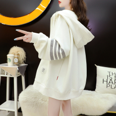 批发依恋分店6535鱼鳞春秋宽松新款加厚开衫连帽外套女