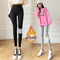 批发实拍网红螺纹<b class='q'>打底裤</b>2023年高腰紧身秋裤加绒加厚紧身小脚裤女外穿