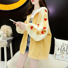 批发依恋分店灯芯绒100%涤纶官图秋冬新款2021灯芯绒外套女