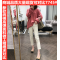 米白色牛仔裤女秋冬新款高腰显瘦直筒九分裤磨毛八分小个子烟管裤轮播图1