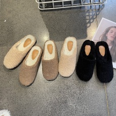 批发<b class='q'>冬</b>季舒适一脚蹬懒人毛毛半拖保暖家居外穿内里加绒豆豆鞋