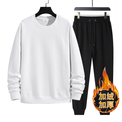 休闲运动套装男士春秋季2021新款加绒秋冬季衣服搭配帅气一套卫衣