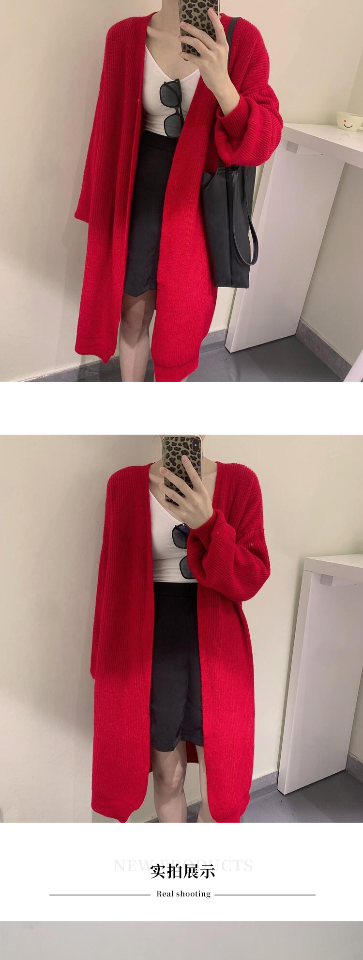 V-neck long spring and autumn cashmere knitted cardigan warm pure color simple temperament jacket lazy shawl sweater_voghion.com