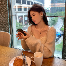 CloudSweet 超细羊驼绒温柔挂懒懒开衫宽松保暖长袖女外套针织衫