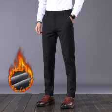 批发2021年男士西裤长裤子冬季加绒加厚修身直筒宽松秋冬商务新款西裤