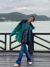 冬季小个子复古chic保暖工装棉衣外套配牛仔裤韩系炸街两件套装女