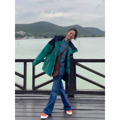 冬季小个子复古chic保暖工装棉衣外套配牛仔裤韩系炸街两件套装女