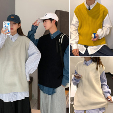 批发实拍毛衣马甲男潮ins日系学院风bf情侣女春秋<b class='q'>冬</b>季针织背心外搭