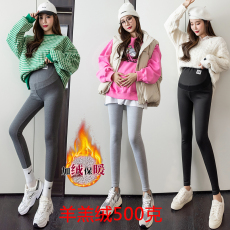 羊羔绒实拍孕妇裤冬季加绒时尚纯棉打底裤秋冬加厚弹力保暖裤