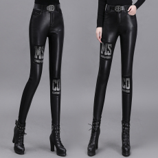 批发冬季加绒pu皮裤女外穿<b class='q'>打底裤</b><b class='q'>仿皮</b>小脚裤加厚加棉AB面拼接带绒长裤